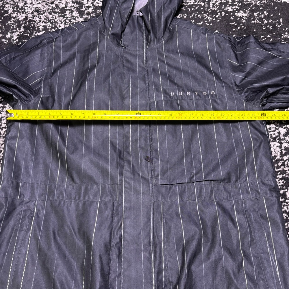 Burton Dryride Snowboard Jacket Mens Large Black Pinstripe Hooded Shell Vented - Picture 8 of 9